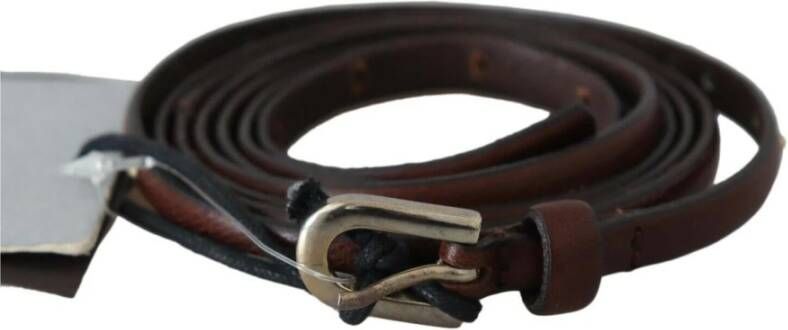Ermanno Scervino Brown Leather Studded Slim Buckle Waist Belt Bruin Unisex