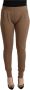 Ermanno Scervino Brown Viscose Mid Waist Slim Tapered Pants Brown Dames - Thumbnail 1