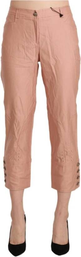 Ermanno Scervino Cotton Pink High Waist Cropped Trouser Pants Roze Dames