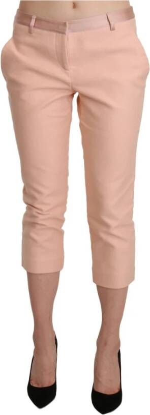 Ermanno Scervino Pink Low Waist Skinny Cropped Capri Pants Roze Dames