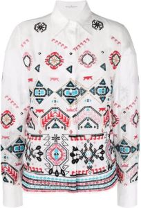 Ermanno Scervino Embroidered Button-Up Shirt Wit Dames