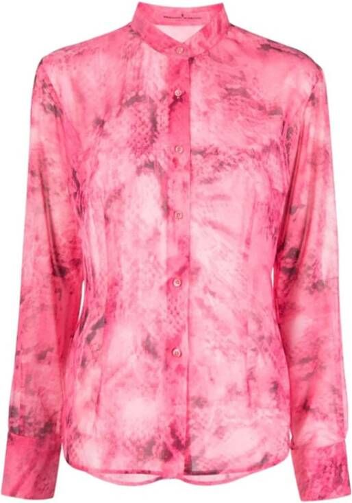 Ermanno Scervino Fuchsia Animal Print Zijden Shirt Roze Dames