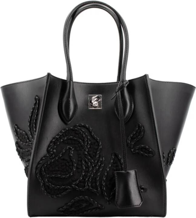 Ermanno Scervino Geëmbosseerde leren tas met draaisluiting Zwart Dames