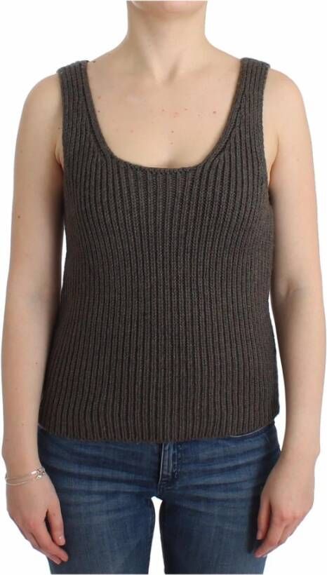 Ermanno Scervino Gray Knit Top Knitted Sweater Merino Wool Grijs Dames