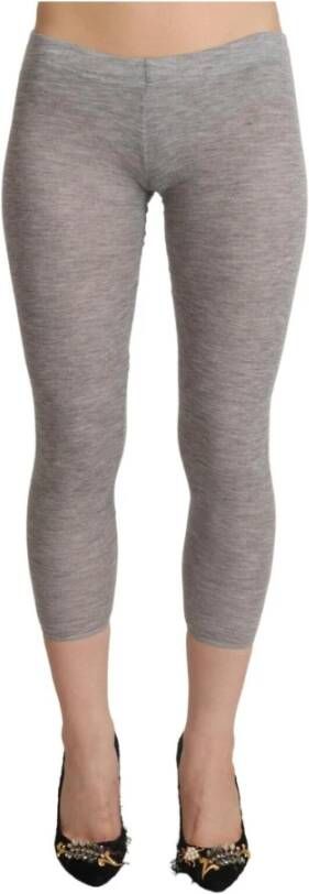 Ermanno Scervino Gray Modal Low Waist Cropped Leggings Slim Pants Grijs Dames