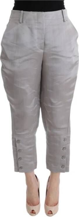 Ermanno Scervino Gray Silk bijgesneden casual broek Grijs Dames