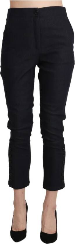 Ermanno Scervino High Waist Capri Cropped Cotton Pants Zwart Dames