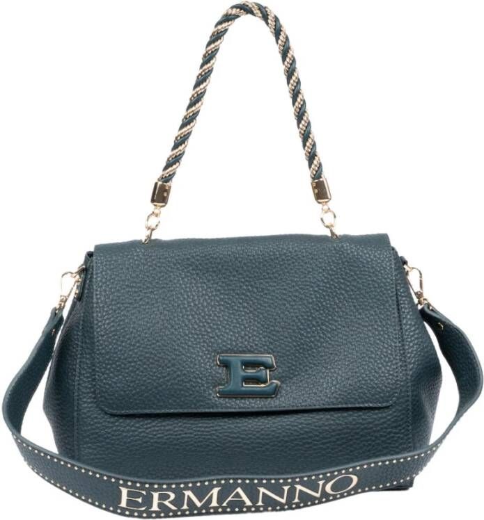 Ermanno Scervino Schoudertas van eco-leer met decoratieve ketting Green Dames