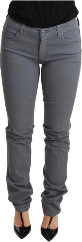 Ermanno Scervino lage taille magere slanke katoenen jeans Grijs Dames