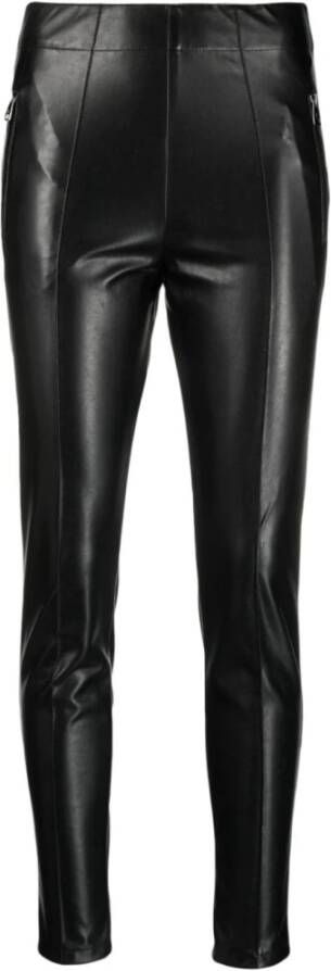 Ermanno Scervino Zwarte Kunstleren Leggings met Hoge Taille Black Dames