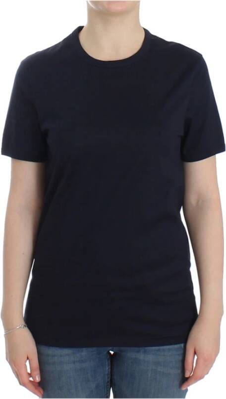 Ermanno Scervino Lingerie Blue Crewneck Cotton Logo T-shirt Blauw Dames