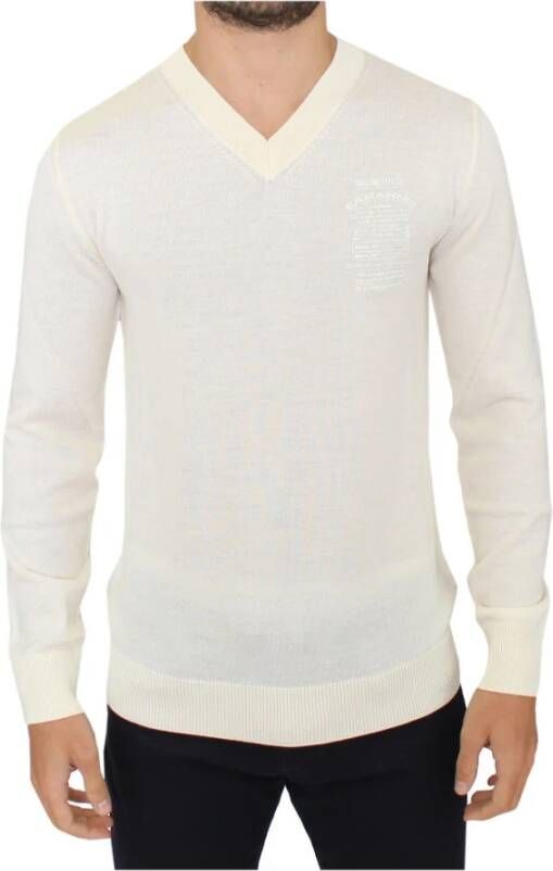 Ermanno Scervino Wool Blend V-neck Pullover Sweater Wit Heren