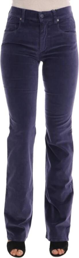 Ermanno Scervino paarse corduroy stretch bootcut broek Blauw Dames