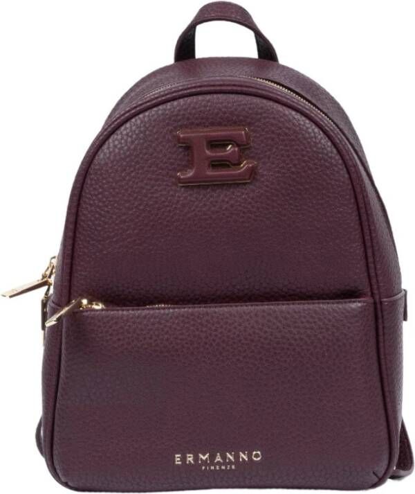 Ermanno Scervino Donker Pruimkleurige Rugzak met Gehamerd Effect Purple Dames