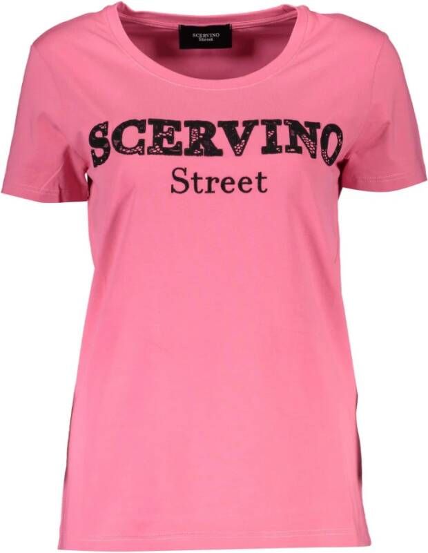Ermanno Scervino Chique Roze Geborduurd T-shirt met Contrasterende Details Pink Dames