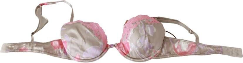 Ermanno Scervino Pink Lace Silk Stretch Push Up Underwear Roze Dames