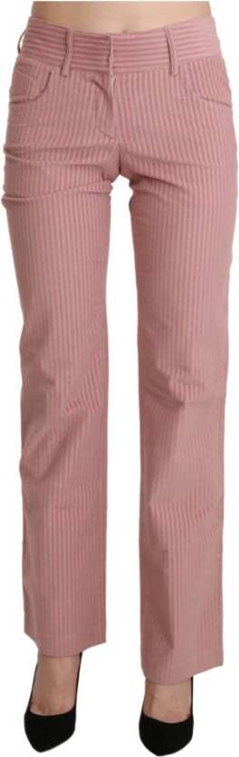 Ermanno Scervino Pink Mid Waist Straight Trouser Cotton Pants Pink Dames