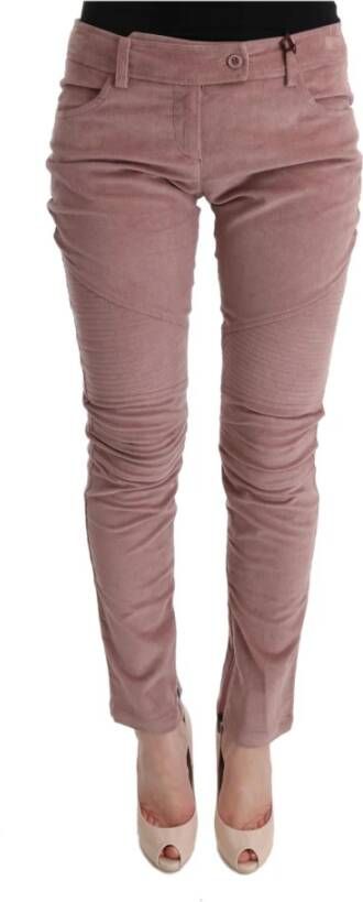 Ermanno Scervino Pink Velvet Cropped Casual Pants Roze Dames