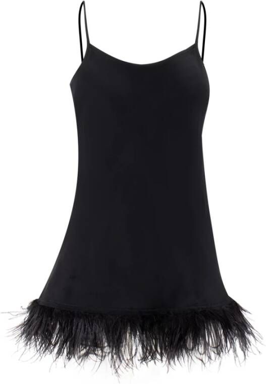 Ermanno Scervino Top met veren versierd petticoat Zwart Dames