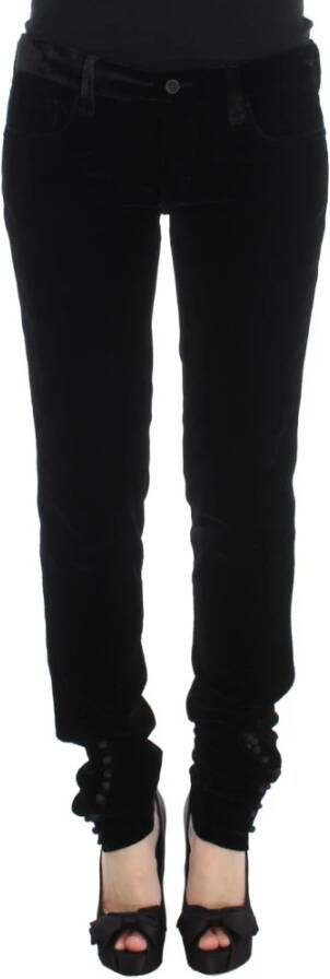 Ermanno Scervino Viscose blend fluwelen slanke fit broek Zwart Dames