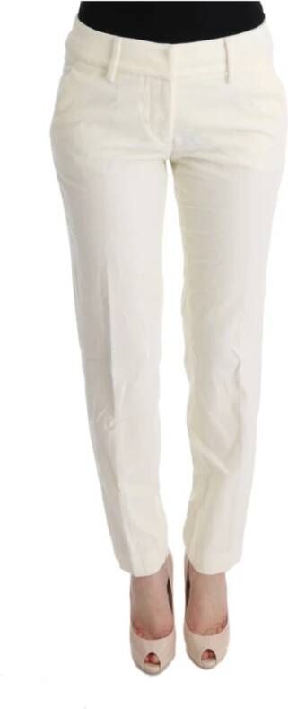 Ermanno Scervino White Cotton Regular Fit Casual Pants Wit Dames
