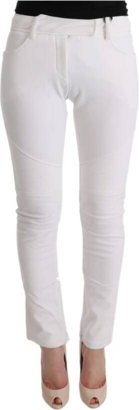 Ermanno Scervino White Cotton Slim Fit Casual Pants White Dames