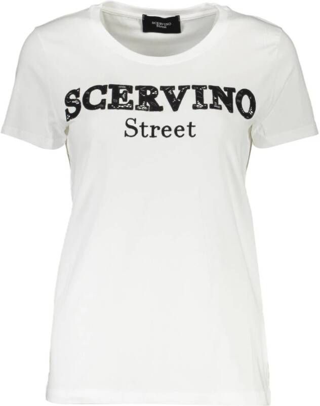 Ermanno Scervino Witte Katoenen T-Shirt met Korte Mouwen en Borduursel White Dames