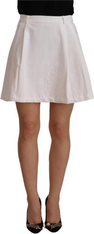 Ermanno Scervino White High Waist A-line Mini Cotton Skirt White Dames