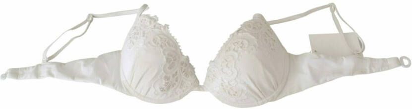 Ermanno Scervino White Nylon Lace Push Up Bra Underwear Wit Dames