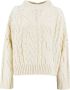 Ermanno Scervino Wollen Crew Neck Sweater met Bloemenkant Inzetstukken White Dames - Thumbnail 1