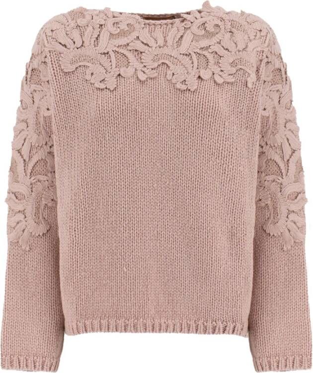 Ermanno Scervino Wollen Kanten Pullover Roze Dames
