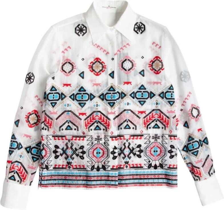 Ermanno Scervino Geborduurd button-up shirt Wit Dames
