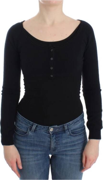 Ermanno Scervino Luxe Zwarte Wol-Kasjmier Cropped Sweater Black Dames