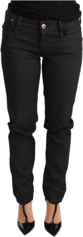 Ermanno Scervino Zwarte Skinny Broek met Lage Taille van Katoen Zwart Dames