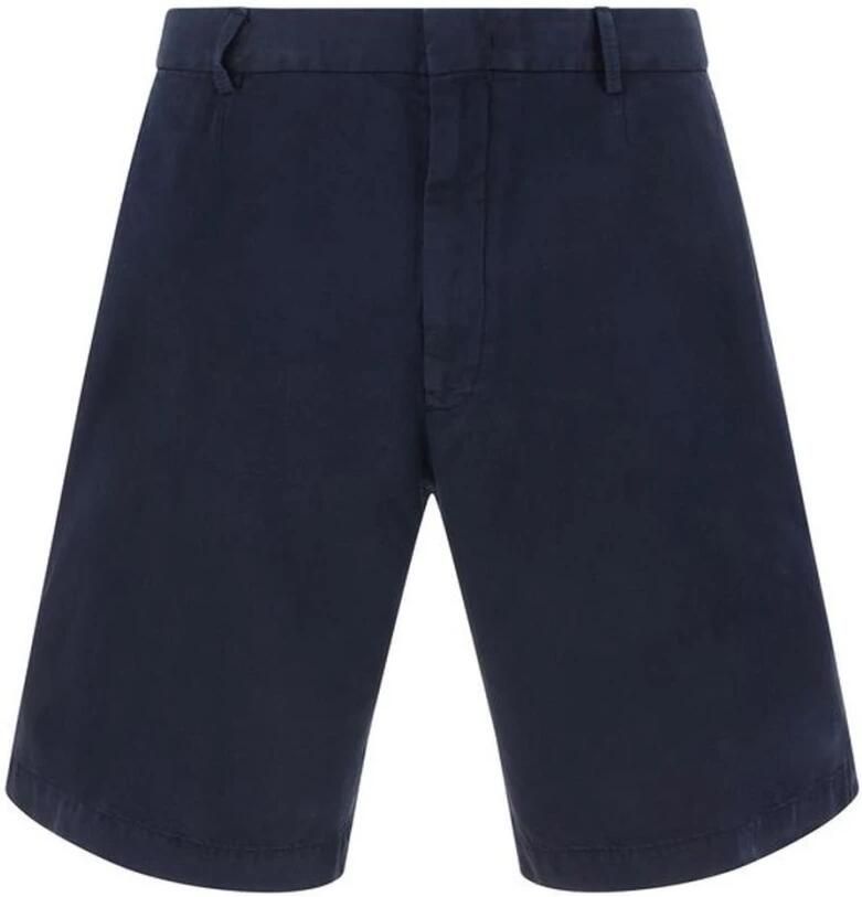 Ermenegildo Zegna Monochrome Katoenen Shorts met Knoopsluiting Blue Heren