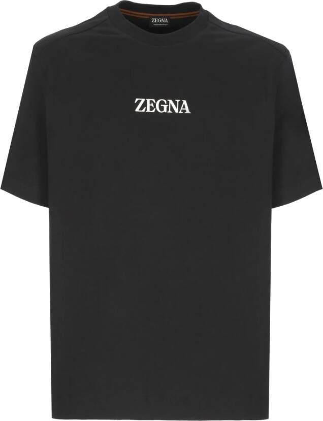 Z Zegna Casual katoenen T-shirt met iconisch logo detail Black Heren