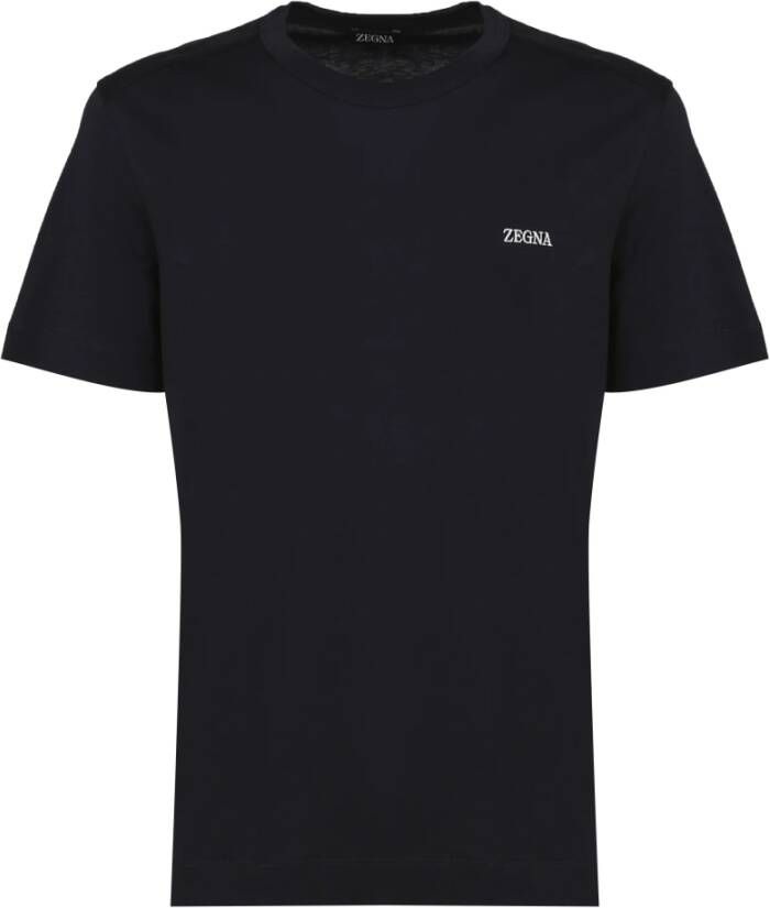 Ermenegildo Zegna Navy Katoenen T-shirt Korte Mouwen Black Heren