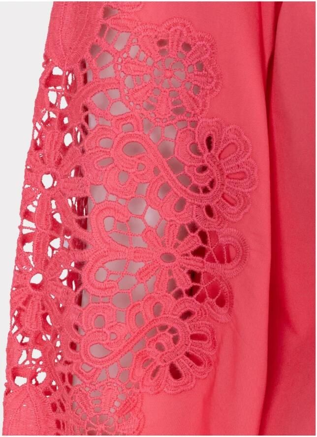 Esqualo Blouse met kanten mouwen in aardbei Pink Dames - Foto 2