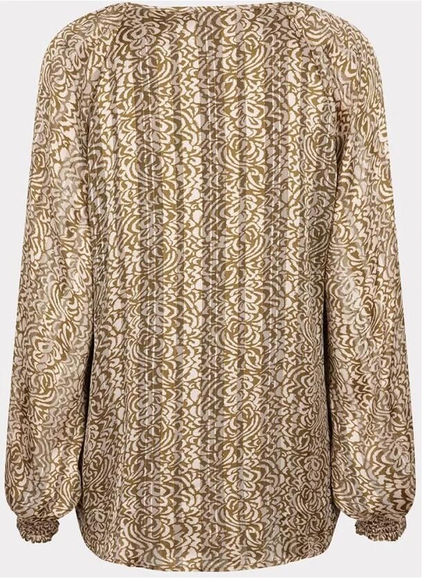 Esqualo Blouse met smokwerk en dimensionaal print Brown Dames - Foto 2