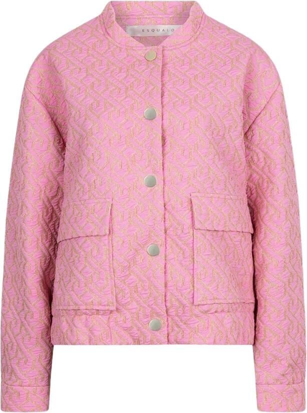 Esqualo Bomber Jacquard Jas in Roze Pink Dames
