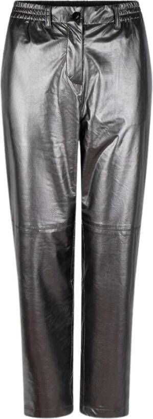 Esqualo cropped straight fit broek zilver