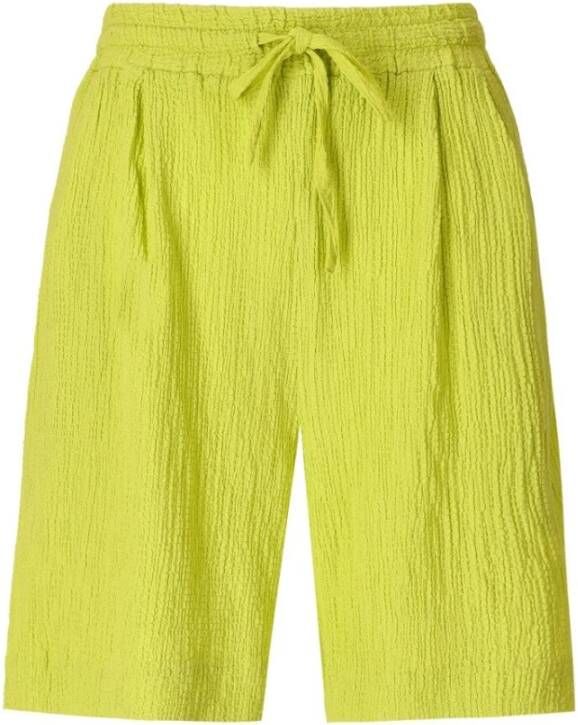 Essentiel Antwerp Limoen Bermuda Shorts Elastische Taille Relaxte Pasvorm Yellow Dames