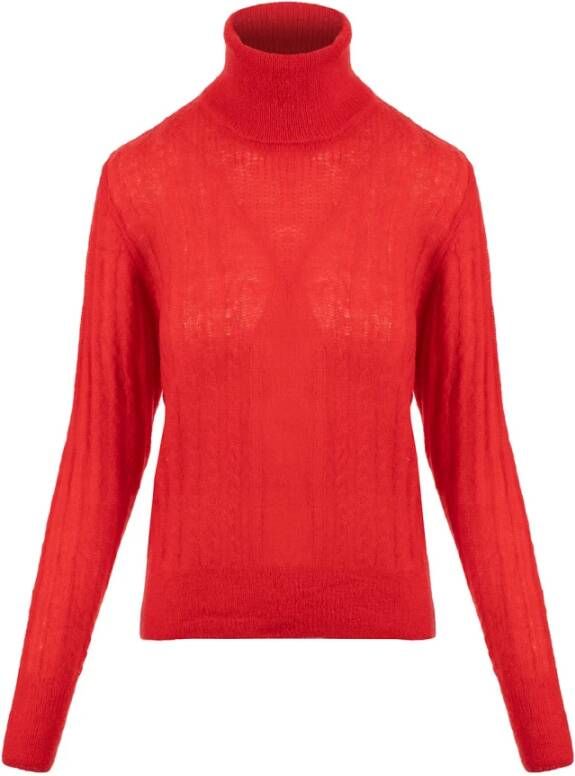 Essentiel Antwerp Red Cable-Knitted Turtleneck Sweater Rood Dames