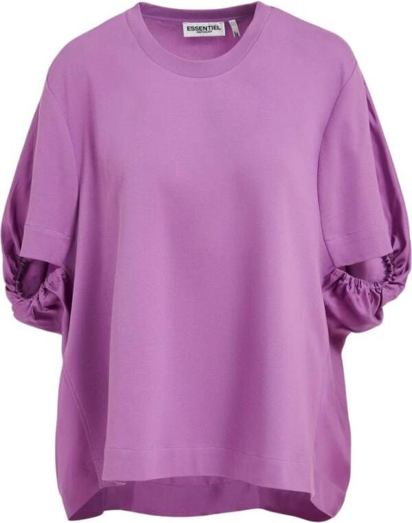 Essentiel Antwerp T-shirt met zijden rug Purple Dames