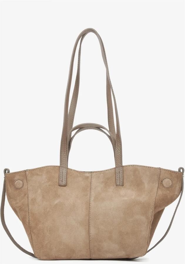 Estro Beige Handtas voor Vrouwen met Lange Handvatten in Premium Italiaans Velours Beige Dames - Foto 4