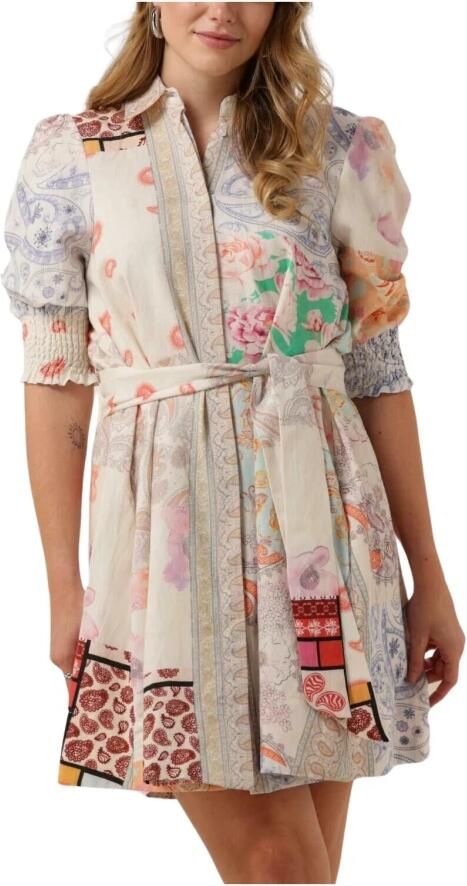 Est'Seven Crème Mini Jurk Elise Multicolor Dames - Foto 3