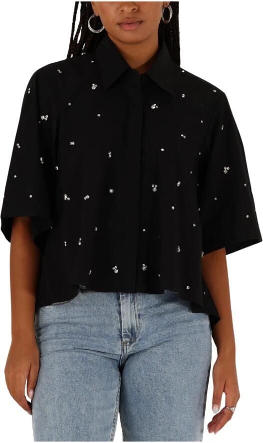 Est'Seven Zwarte Blouse met Strass-steentjes Black Dames - Foto 3