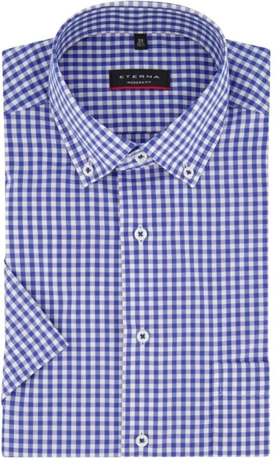 Eterna Blauw korte mouw zakelijk overhemd Blue Heren