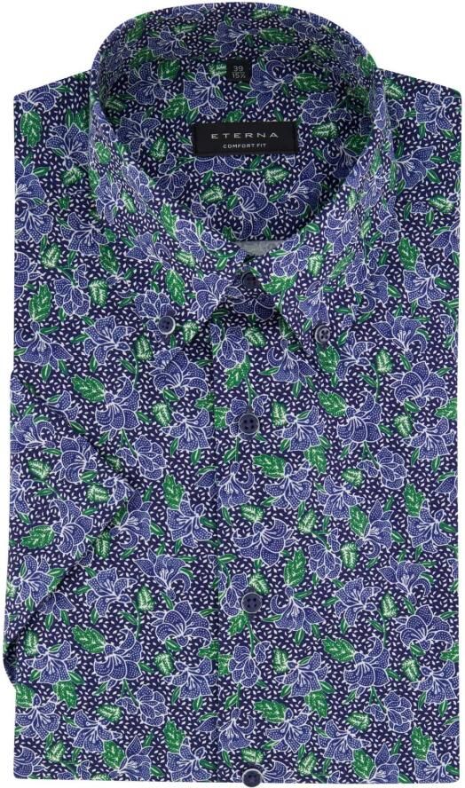 Eterna Blauwe korte mouw overhemdjurk Blue Heren