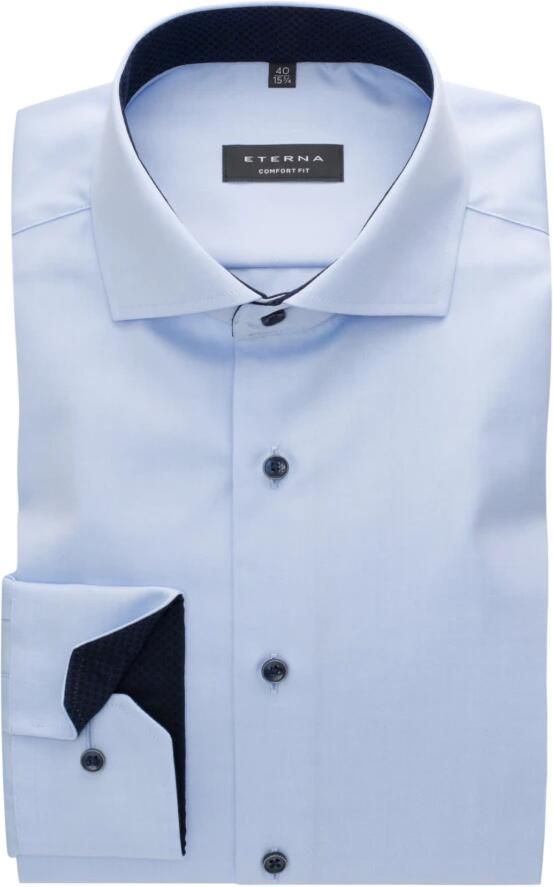 Eterna Blauwe Overhemdjurk in Wijde Pasvorm Blue Heren